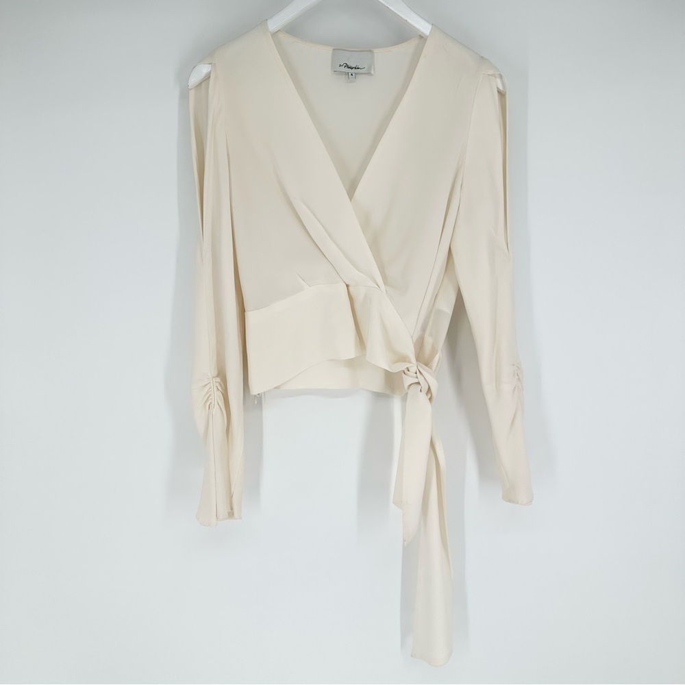 3.1 Phillip Lim Silk Cold Shoulder Wrap Blouse